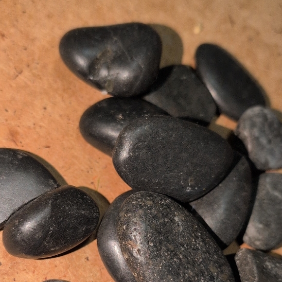 Set Of Smooth Black River Stones - Picture 3 of 5